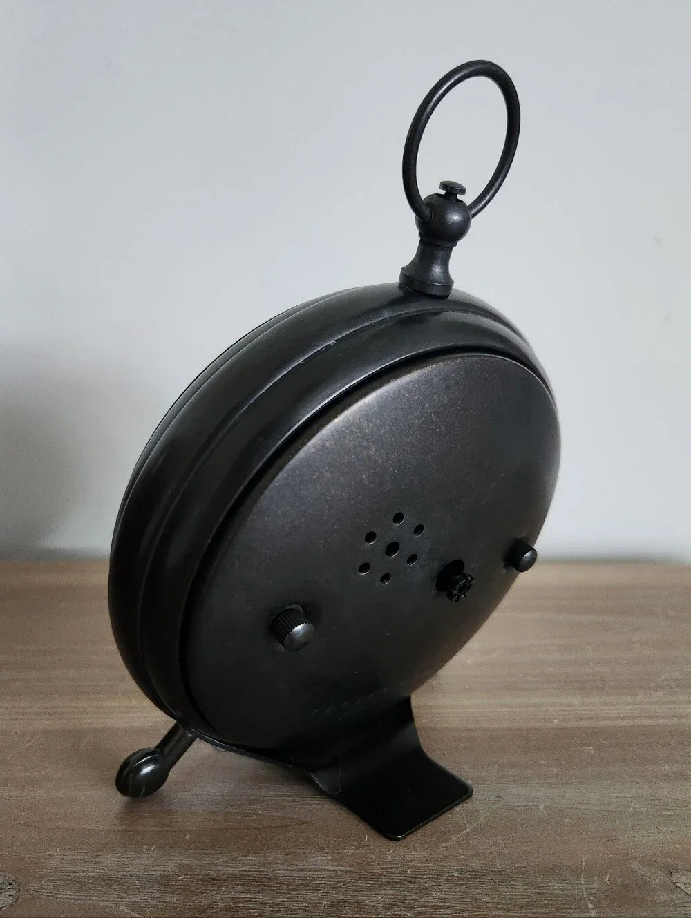 Pottery Barn Black Metal Tabletop Clock Roman Numerals Vintage Style Decor